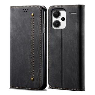 For Redmi Note 13 Pro+ Denim Texture Casual Style Horizontal Flip Leather Case(Black)