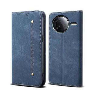 For Redmi K80 Denim Texture Casual Style Horizontal Flip Leather Case(Blue)