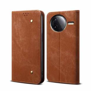 For Redmi K80 Pro / Xiaomi Poco F7 Ultra Denim Texture Casual Style Horizontal Flip Leather Case(Brown)