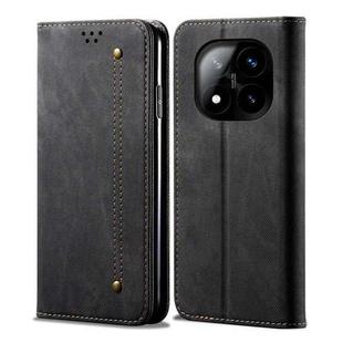 For Redmi Note 14 Pro+ 5G Denim Texture Casual Style Horizontal Flip Leather Case(Black)