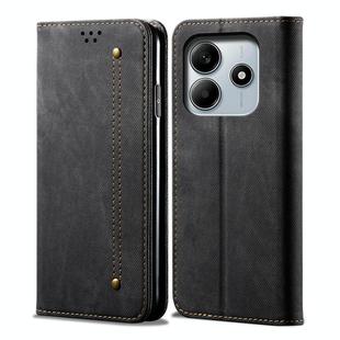 For Redmi Note 14 4G Global 163.25mm Denim Texture Casual Style Horizontal Flip Leather Case(Black)