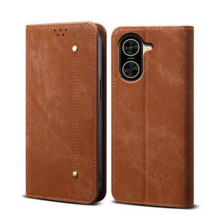 For Redmi A5 4G 171.7mm / Poco C71 Denim Texture Casual Style Horizontal Flip Leather Case(Brown)