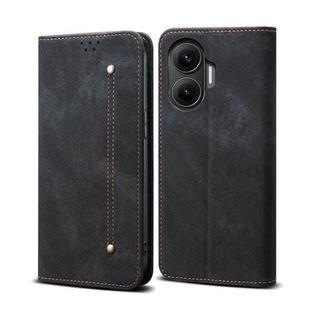 For Redmi Turbo 4 Pro Denim Texture Casual Style Horizontal Flip Leather Case(Black)