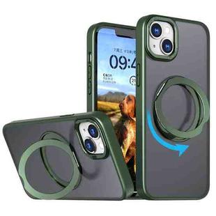 For iPhone 14 Wing Series MagSafe Magnetic Ring Holder Phone Case(Green)