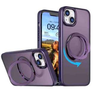 For iPhone 14 Wing Series MagSafe Magnetic Ring Holder Phone Case(Dark Purple)