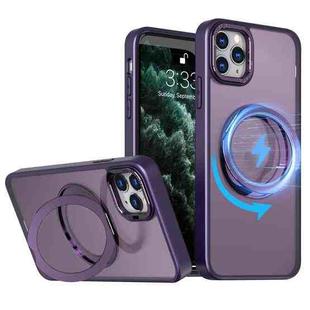 For iPhone 11 Pro Max Wing Series MagSafe Magnetic Ring Holder Phone Case(Dark Purple)