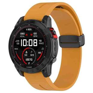 For Garmin Fenix 7X Magnetic Folding Black Buckle Silicone Watch Band(Dark Yellow)