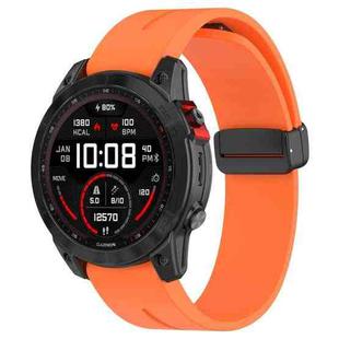 For Garmin Fenix 7X Magnetic Folding Black Buckle Silicone Watch Band(Orange)