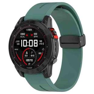 For Garmin Fenix 7X Magnetic Folding Black Buckle Silicone Watch Band(Olive Green)