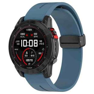 For Garmin Fenix 7X Magnetic Folding Black Buckle Silicone Watch Band(Blue)