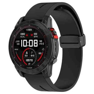 For Garmin Fenix 7X Magnetic Folding Black Buckle Silicone Watch Band(Black)