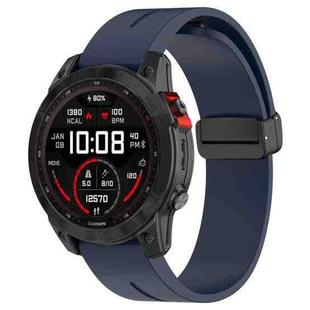 For Garmin Fenix 7X Magnetic Folding Black Buckle Silicone Watch Band(Midnight Blue)