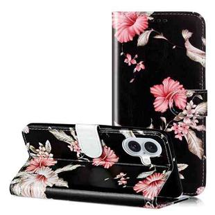 For iPhone 16 Plus Colored Drawing Marble Pattern Leather Phone Case(Azalea)