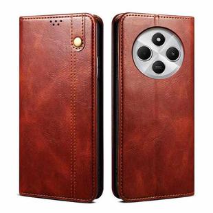 For Redmi 14C 4G Oil Wax Crazy Horse Texture Leather Phone Case(Brown)