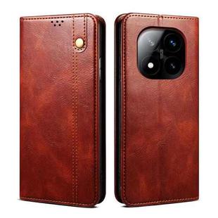 For Redmi Note 14 Pro+ 5G Oil Wax Crazy Horse Texture Leather Phone Case(Brown)