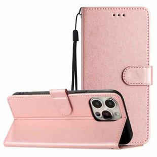 For iPhone 16 Pro Max Silk Texture Horizontal Flip Leather Phone Case(Rose Gold)