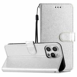 For iPhone 16 Pro Silk Texture Horizontal Flip Leather Phone Case(Silver)