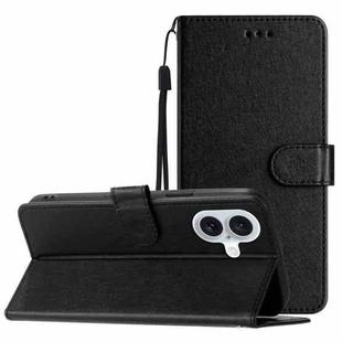 For iPhone 16 Plus Silk Texture Horizontal Flip Leather Phone Case(Black)