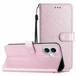 For iPhone 17 Silk Texture Horizontal Flip Leather Phone Case(Rose Pink)