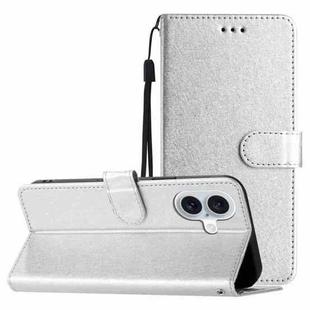 For iPhone 17 Silk Texture Horizontal Flip Leather Phone Case(Silver)