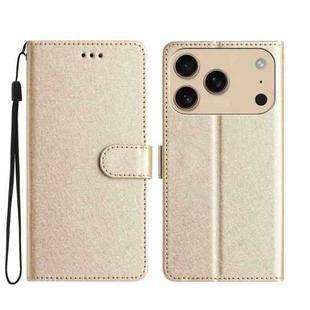 For iPhone 17 Pro Max Silk Texture Horizontal Flip Leather Phone Case(Gold)