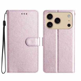 For iPhone 17 Pro Max Silk Texture Horizontal Flip Leather Phone Case(Rose Pink)
