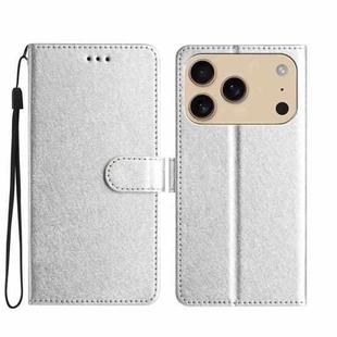 For iPhone 17 Pro Max Silk Texture Horizontal Flip Leather Phone Case(Silver)