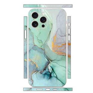 For iPhone 15 Pro All-inclusive PET Phone Decal Adhesive Sticker(Green White Marble)