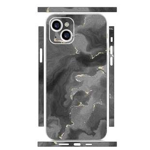 For iPhone 15 Plus All-inclusive PET Phone Decal Adhesive Sticker(Black White Marble)