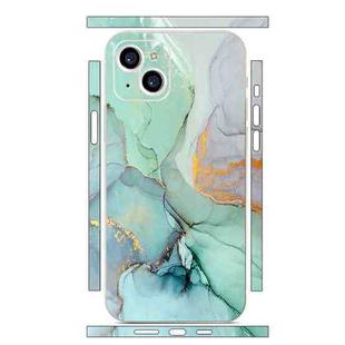 For iPhone 15 All-inclusive PET Phone Decal Adhesive Sticker(Green White Marble)