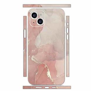 For iPhone 14 Plus All-inclusive PET Phone Decal Adhesive Sticker(Pink White Marble)