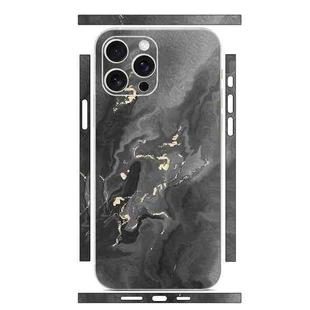 For iPhone 14 Pro All-inclusive PET Phone Decal Adhesive Sticker(Black Gold Marble)