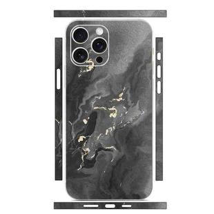 For iPhone 14 Pro Max All-inclusive PET Phone Decal Adhesive Sticker(Black Gold Marble)