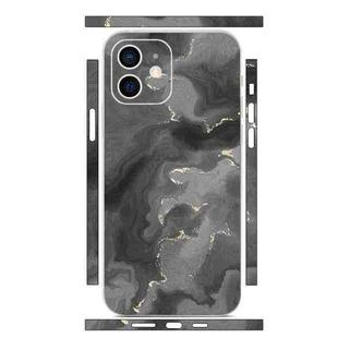 For iPhone 12 All-inclusive PET Phone Decal Adhesive Sticker(Black White Marble)