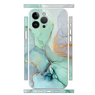 For iPhone 12 Pro Max All-inclusive PET Phone Decal Adhesive Sticker(Green White Marble)