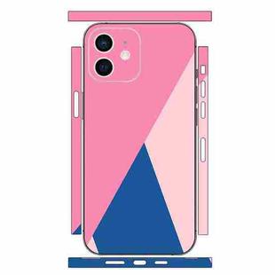 For iPhone 12 Geometric Style All-inclusive PET Phone Decal Adhesive Sticker(Rose Pink)