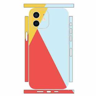 For iPhone 12 Geometric Style All-inclusive PET Phone Decal Adhesive Sticker(Orange Blue)