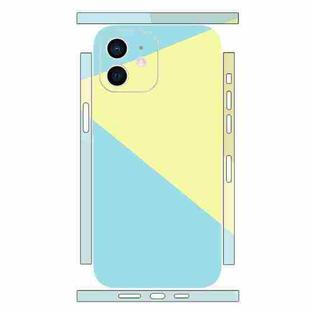 For iPhone 12 Geometric Style All-inclusive PET Phone Decal Adhesive Sticker(Blue Yellow)