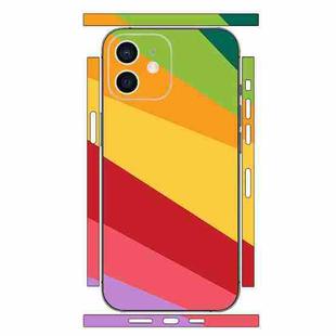 For iPhone 12 mini Geometric Style All-inclusive PET Phone Decal Adhesive Sticker(Red Yellow Twill)