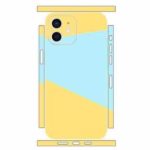 For iPhone 12 mini Geometric Style All-inclusive PET Phone Decal Adhesive Sticker(Yellow Blue)