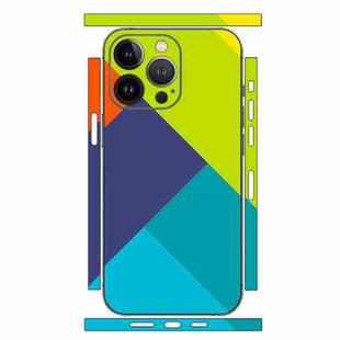 For iPhone 12 Pro Geometric Style All-inclusive PET Phone Decal Adhesive Sticker(Dark Purple Green)