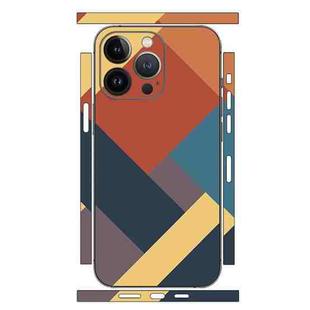 For iPhone 12 Pro Geometric Style All-inclusive PET Phone Decal Adhesive Sticker(Dark Blue Brown)