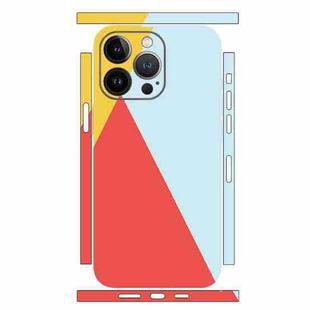 For iPhone 12 Pro Geometric Style All-inclusive PET Phone Decal Adhesive Sticker(Orange Blue)