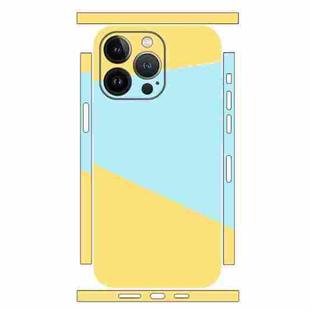 For iPhone 12 Pro Geometric Style All-inclusive PET Phone Decal Adhesive Sticker(Yellow Blue)