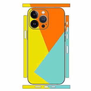 For iPhone 13 Pro Geometric Style All-inclusive PET Phone Decal Adhesive Sticker(Orange Yellow)