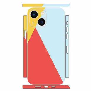 For iPhone 14 Geometric Style All-inclusive PET Phone Decal Adhesive Sticker(Orange Blue)