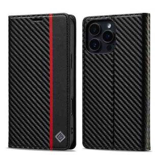 For iPhone 16 Pro Max LC.IMEEKE Carbon Fiber Leather Phone Case(Vertical Black)