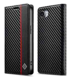 For iPhone 16e LC.IMEEKE Carbon Fiber Leather Phone Case(Vertical Black)