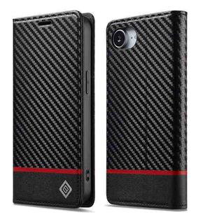 For iPhone 16e LC.IMEEKE Carbon Fiber Leather Phone Case(Horizontal Black)