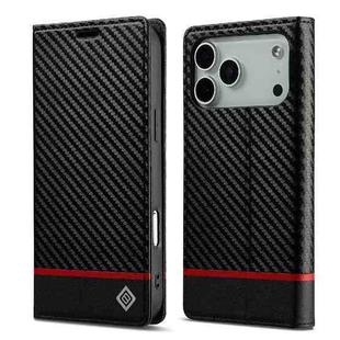 For iPhone 17 Pro LC.IMEEKE Carbon Fiber Leather Phone Case(Horizontal Black)